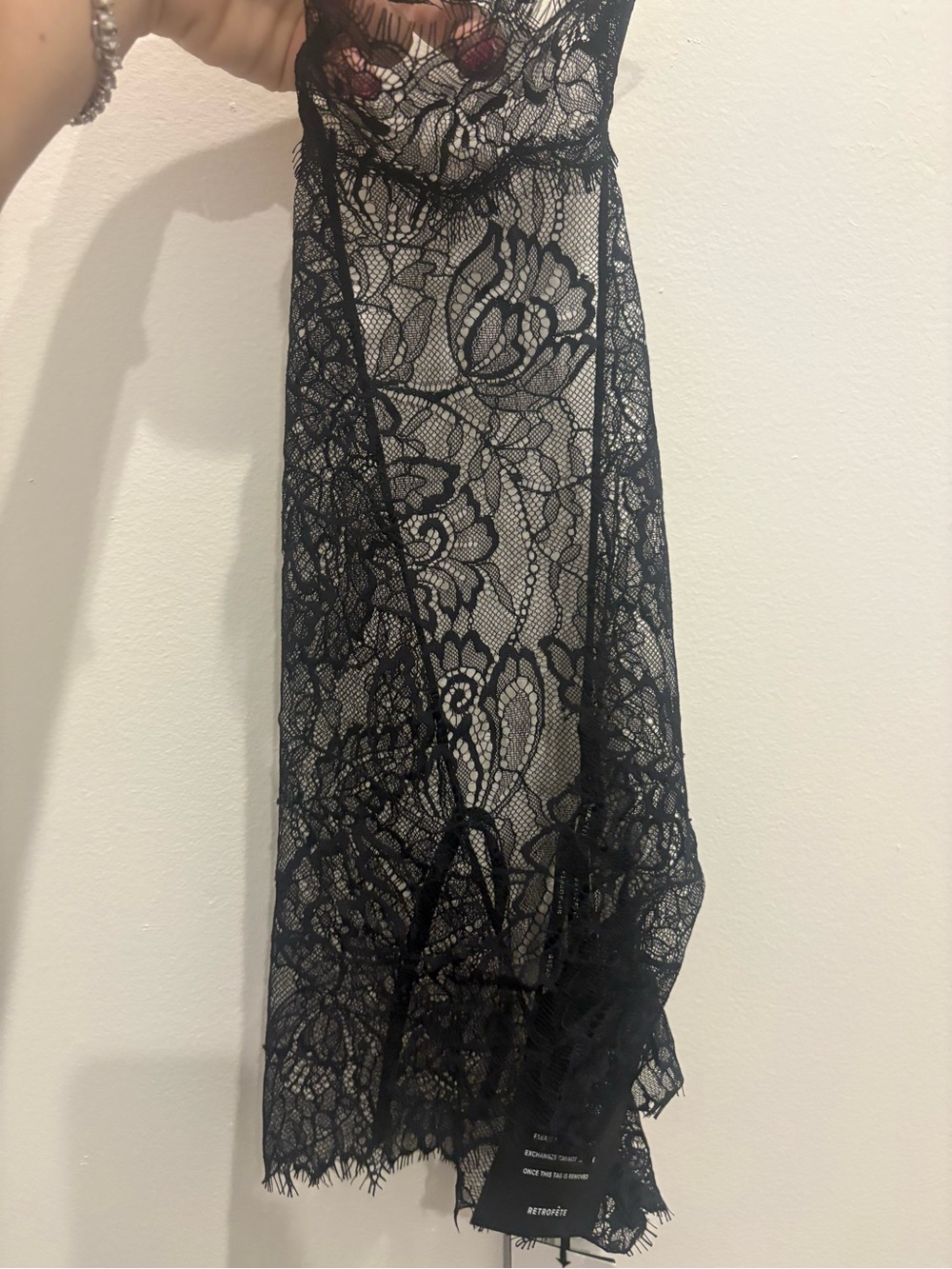 Retrofete Black Sheer Lace Top